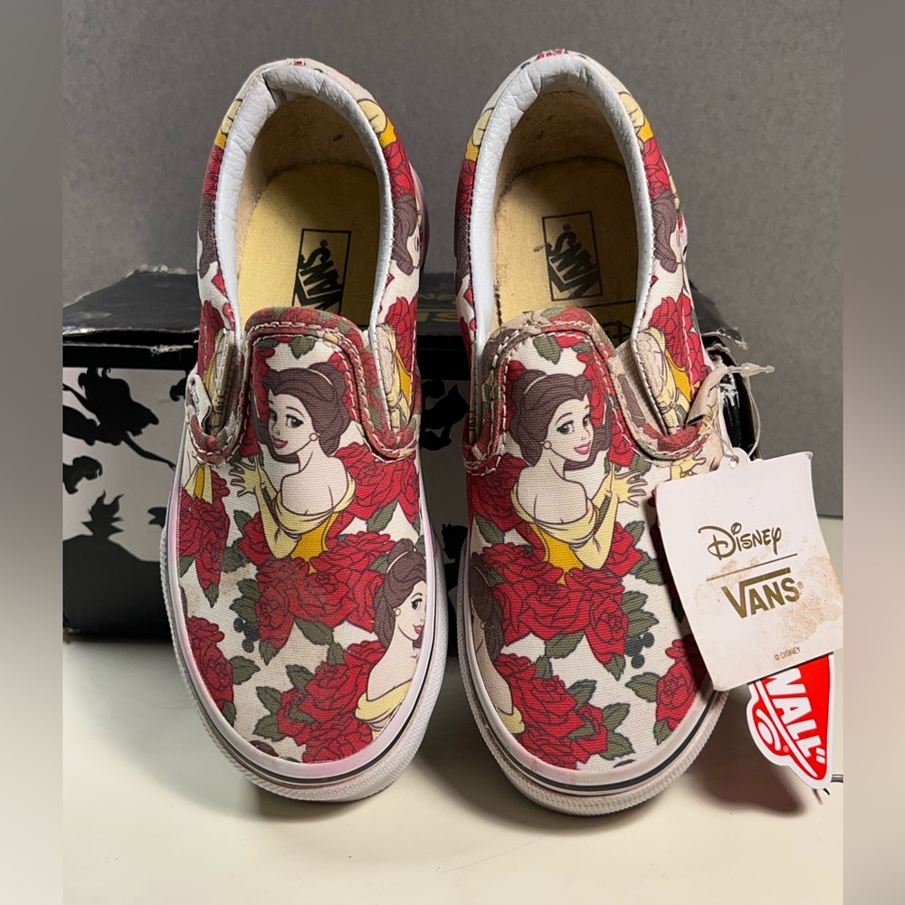 Rare! Vans Disney Belle Classic Slip-On kids size 12.